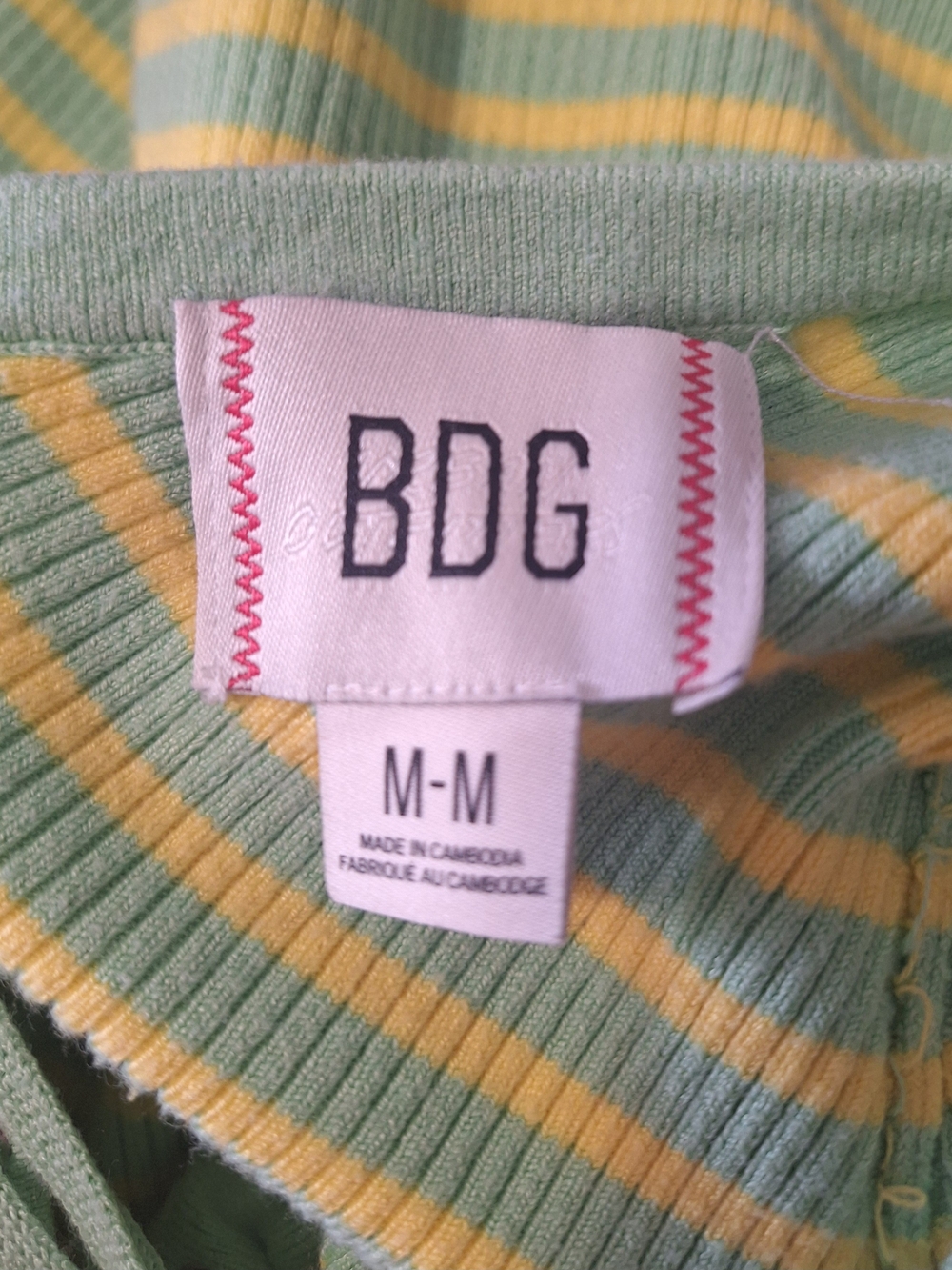 Urban Outfitters BDG Green & Yellow Striped Lace-Up Ribbed Crop Top - Picture 6 of 6